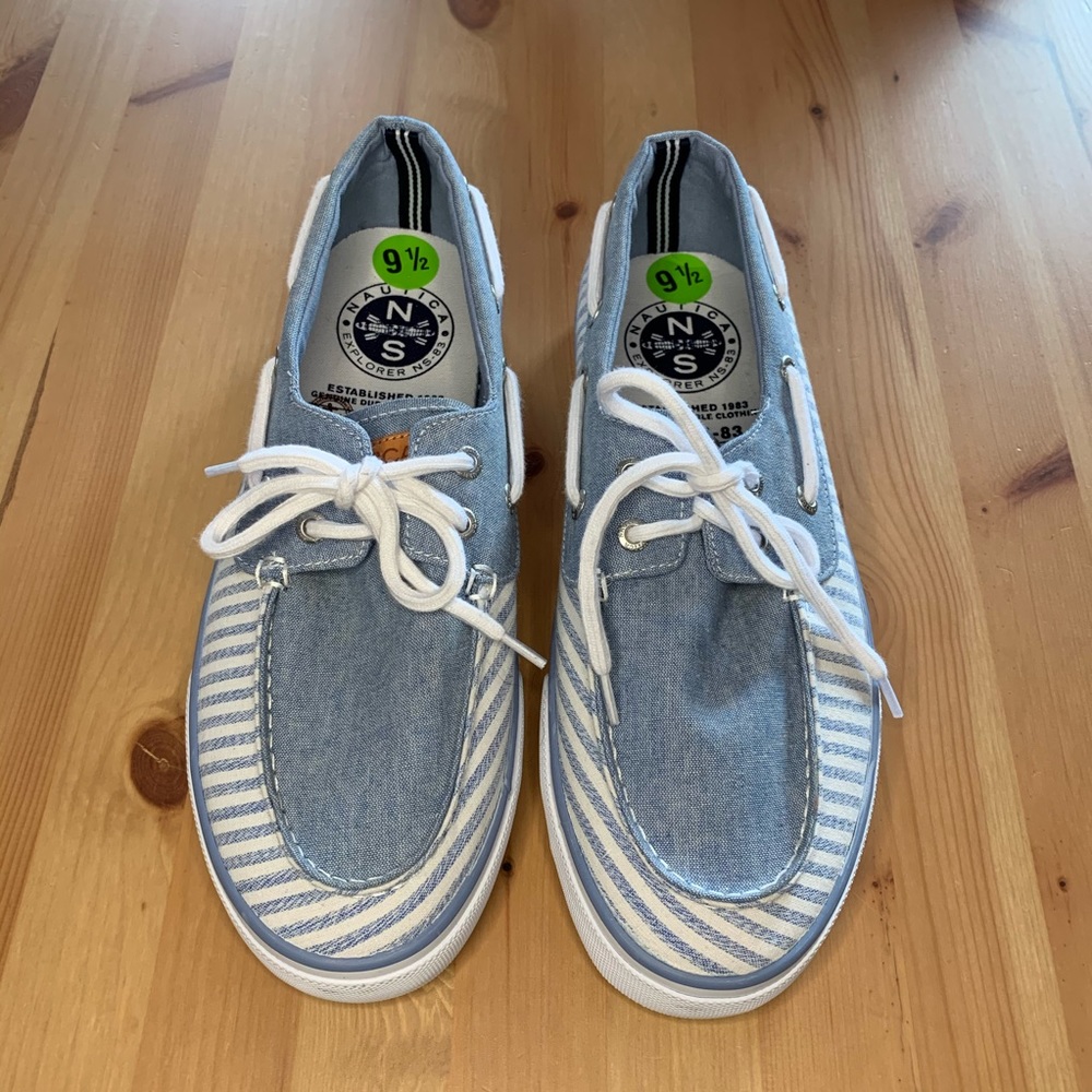 Men Carolina Blue/ White Nautica Boat Shoes